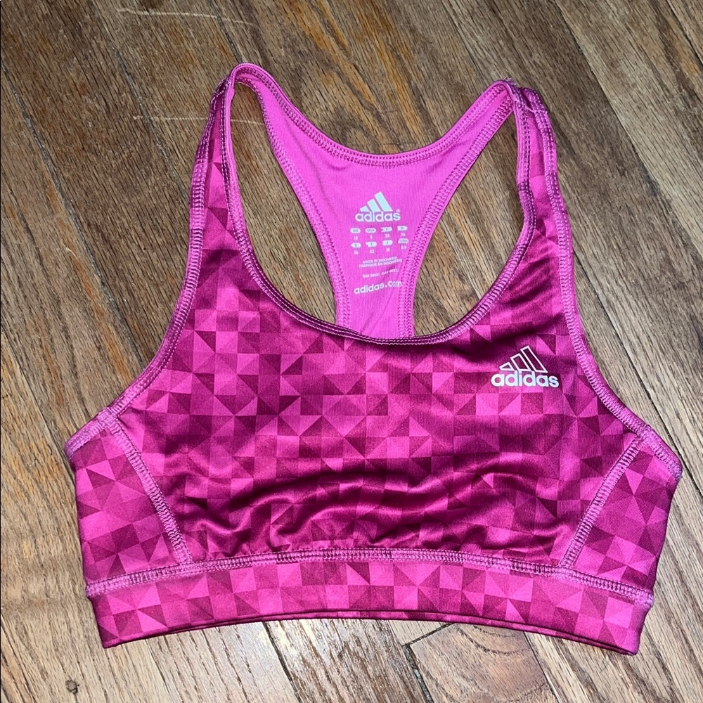 2011 pink adidas geometric print sports bra